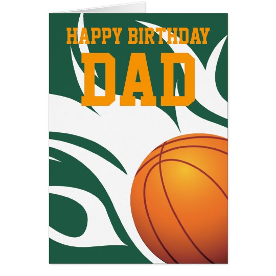 Customisable Flaming Basketball Green and White Card