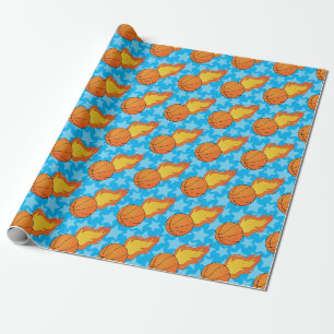 Customisable Flaming Basketball Wrapping Paper