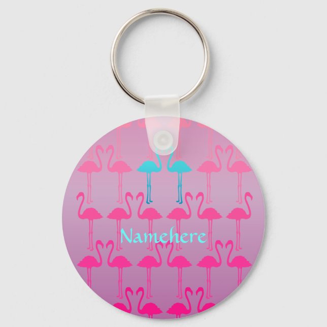 Customisable: Flamingo two Key Ring (Front)