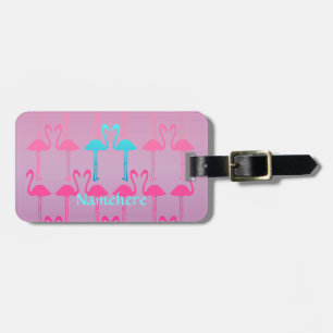 Customisable: Flamingo two Luggage Tag