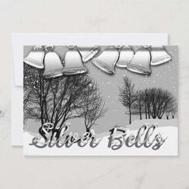 Customisable Flat Holiday card Silver Bells (Front)
