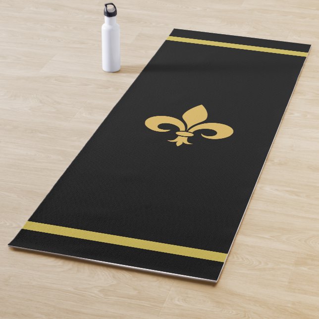 Customisable Fleur de Lis on Black Yoga Mat (In Situ)