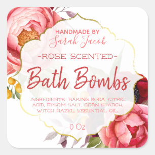 Customisable Floral Bath Bomb Label