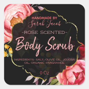 Customisable Floral Body Scrub Label