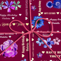 Customisable Floral Burgundy Girly Happy Birthday 