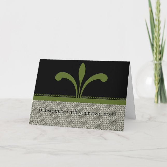 Customisable Floral Chic Greeting Card, Olive Gree Card (Front)