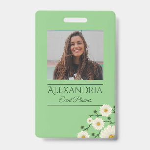 Customisable Floral Daisy Event Planner ID Badge