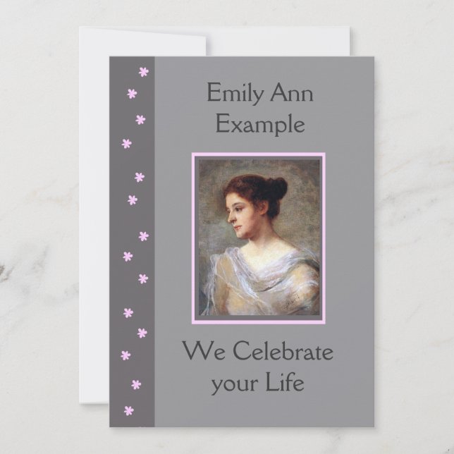 Customisable Floral Funeral / Wake / Memorial Invitation (Front)