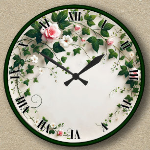Customisable Floral Ivy Design Round Clock