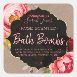 Customisable Floral Kraft Bath Bomb Label