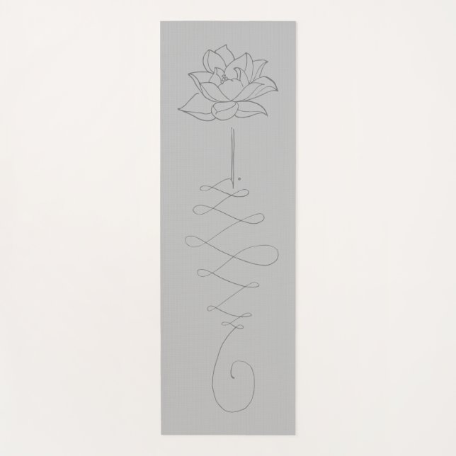Customisable Floral Lotus Grey Unalome Yoga Mat (Front)