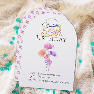 Customisable Floral Minimalist Milestone Birthday  Invitation