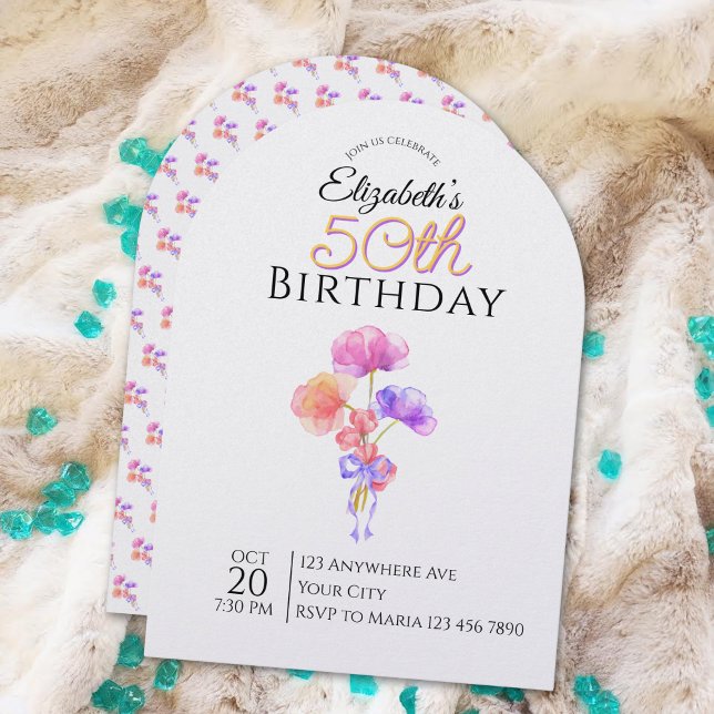 Customisable Floral Minimalist Milestone Birthday  Invitation (Creator Uploaded)