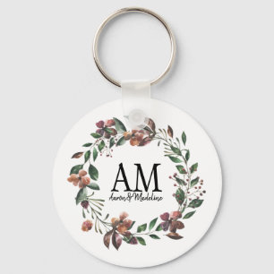 Customisable Floral Monogram Edens Garden Key Ring