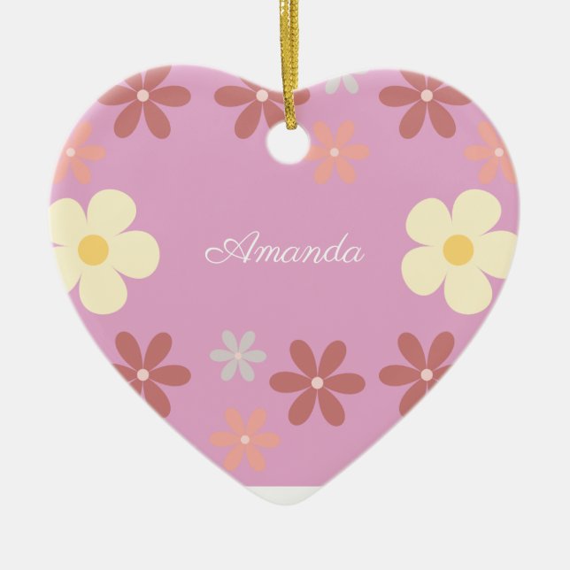 Customisable Floral Pattern Design Ceramic Tree Decoration (Front)
