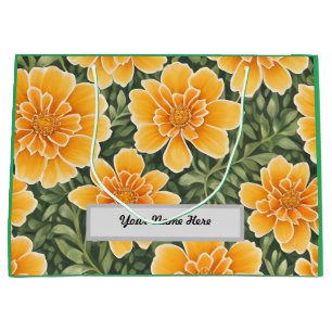 Customisable Floral Pattern Marigold Flowers Large Gift Bag