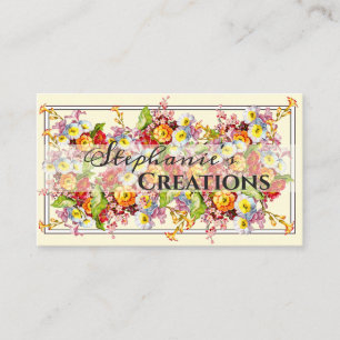 Customisable Floral Retro Spring Flowers Primrose Business Card
