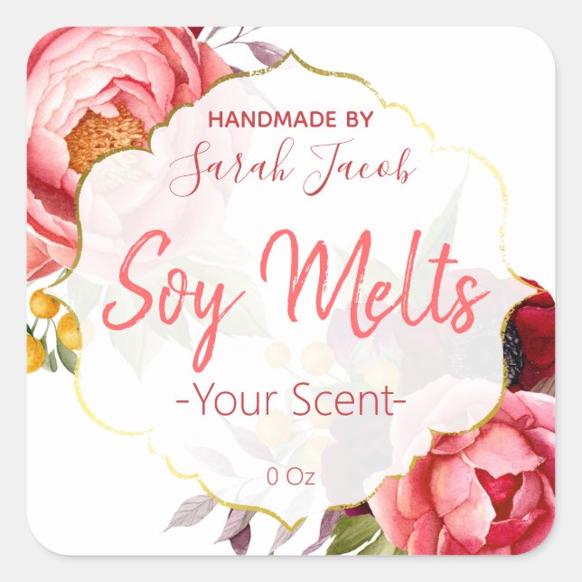 Customisable Floral Soy Melt Label Label (Front)