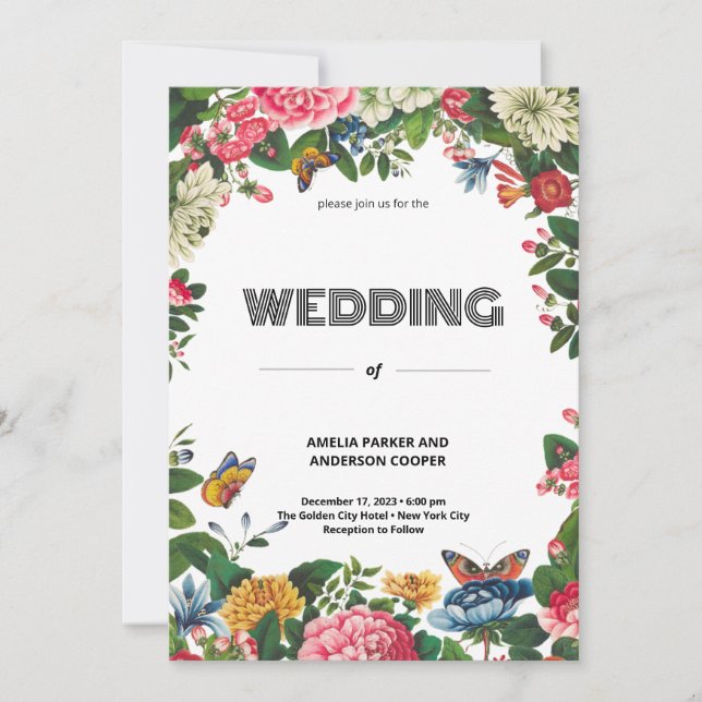 Customisable Floral Wedding Invitation (Front)