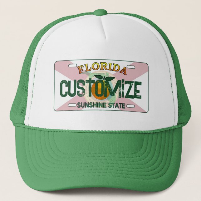 Customisable Florida flag license plate hat (Front)