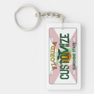 Customisable Florida flag license plate keychain