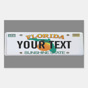 (Customisable) Florida License Plate Rectangular Sticker