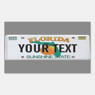 (Customisable) Florida License Plate  Rectangular Sticker