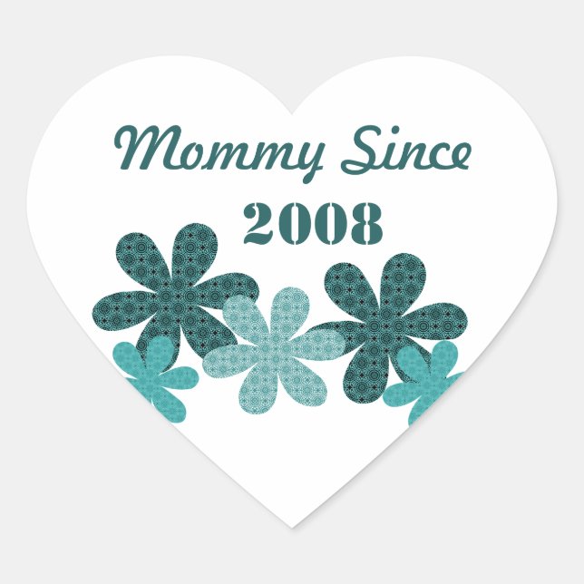 Customisable Flower Mummy Since Heart Stickers (Front)