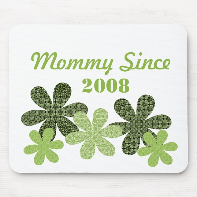 Customisable Flower Mummy Since Mousepad, Green Mouse Mat (Front)