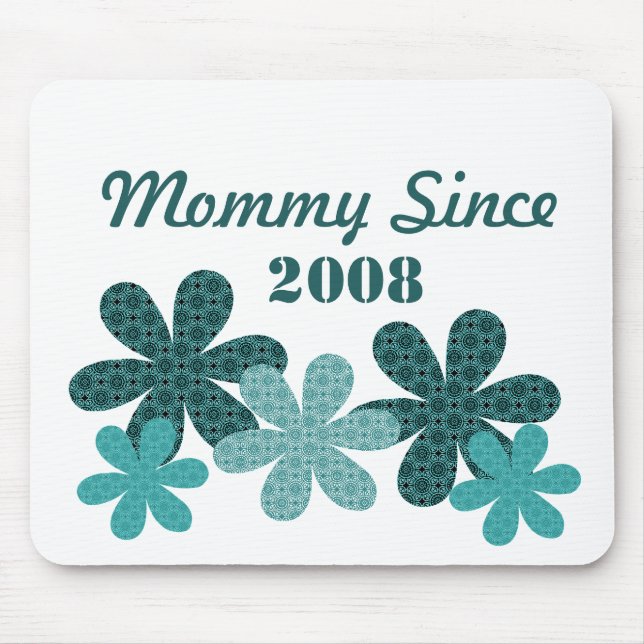 Customisable Flower Mummy Since Mousepad, Teal Mouse Mat (Front)