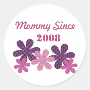 Customisable Flower Mummy Since Stickers, Purple Classic Round Sticker