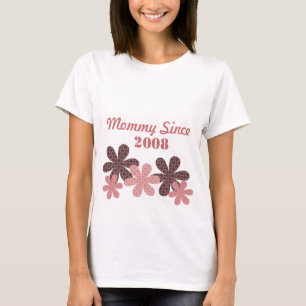 Customisable Flower Mummy Since T-shirt, Burgundy T-Shirt