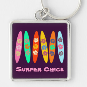 Customisable Flowered Surfboards Key Ring