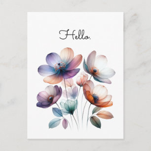 Customisable Flowers Watercolor Illustration Postcard
