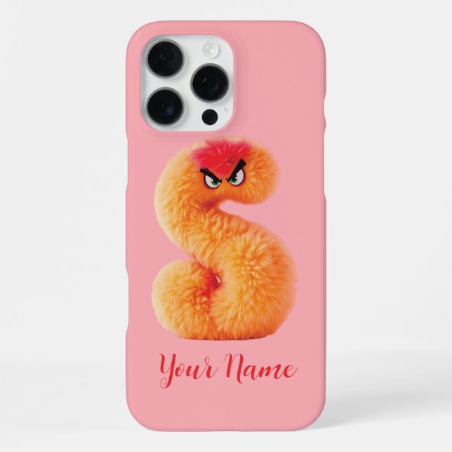 Customisable Fluffy Monster S Initial iPhone Case (Back)