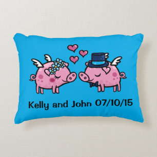 Customisable Flying Pig wedding memento Decorative Cushion