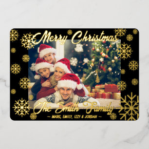 Customisable Foil Snowflake Christmas Card Black