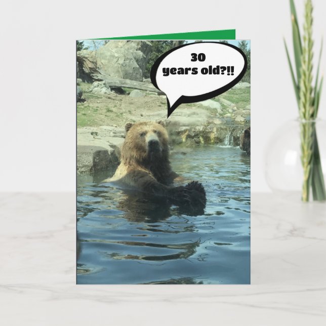 Customisable Folded Birthday Card With Bear (Front)
