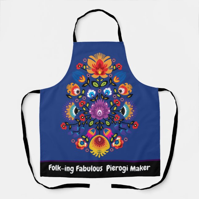 Customisable Folk-ing Fabulous Pierogi maker Apron (Front)