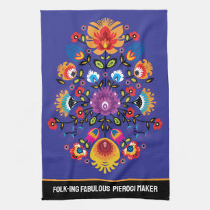 Customisable Folk-ing Fabulous Pierogi maker Tea Towel