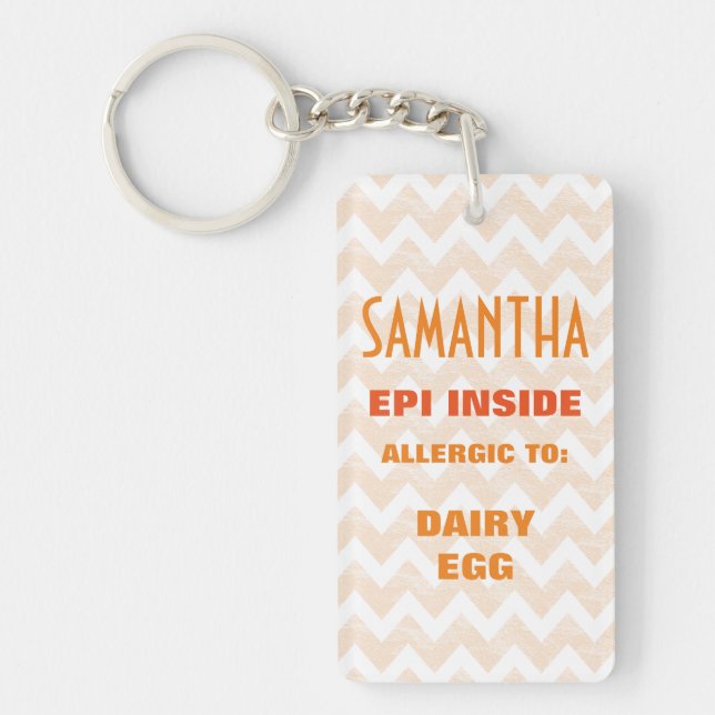 Customisable Food Allergy Alert Kids Personalised Key Ring (Front)