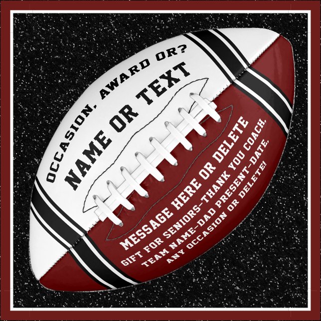 Customisable Football, Change COLORS, PERSONALIZED American Football (Unique gifts for football coaches. Personalized Football Balls. Maroon, Gifts for Football Seniors.)