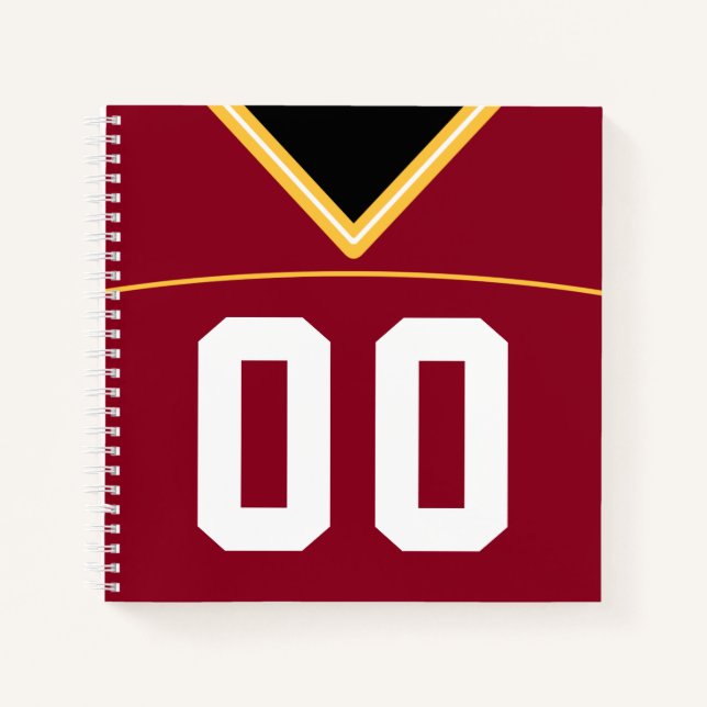 Customisable Football Maroon Jersey  Notebook (Front)