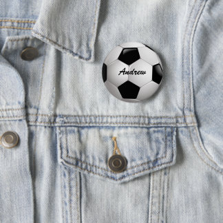 Customisable Football Soccer Ball 6 Cm Round Badge