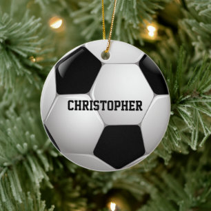 Customisable Football Soccer Ball Ceramic Tree Decoration