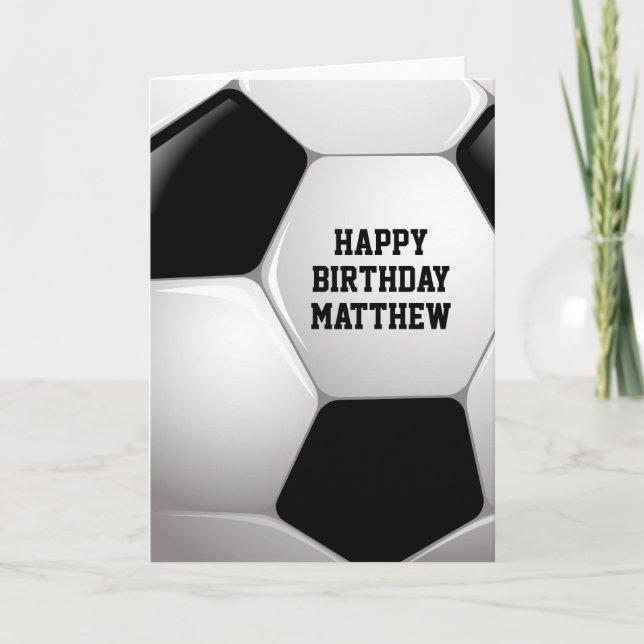 Customisable Football Soccer Ball Happy Birthday Card (Front)