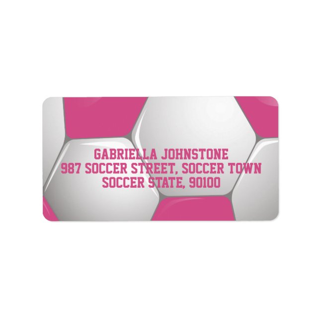 Customisable Football Soccer Ball Pink and White Label (Front)