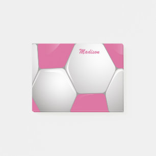 Customisable Football Soccer Ball Pink and White Post-it Notes