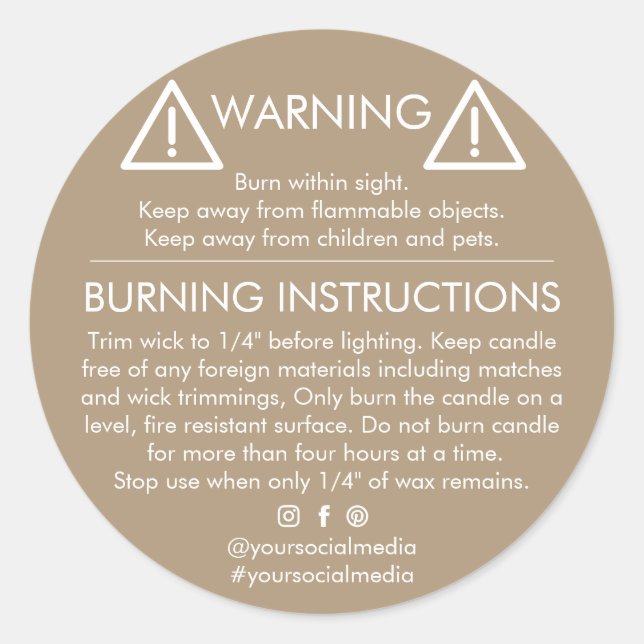 Customisable for Homemade Candles Classic Round Sticker (Front)