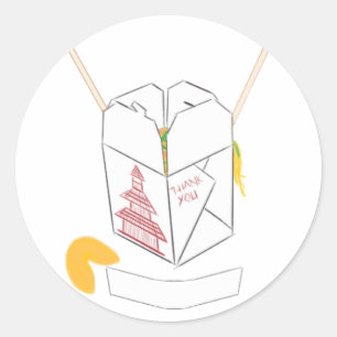 Customisable Fortune Cookie w/ Chinese Takeout Box Classic Round Sticker